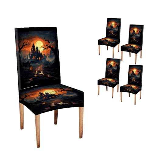 Halloween Chair Covers Set of 4 - Festive Dining Chair Decorations - Variation of Chair Cover-6 / 4