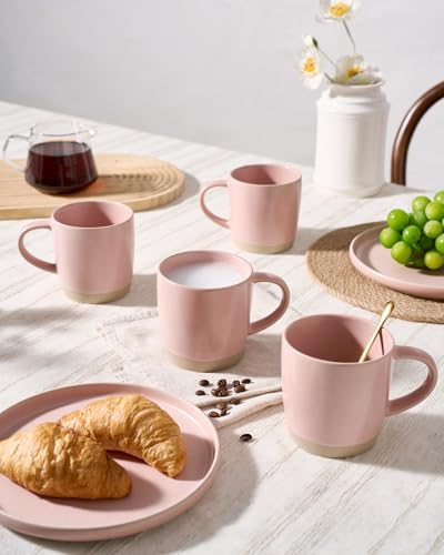 Pink Milkyway Coffee Mug Set of 4 13oz Ceramic Cups with Handle - Famiware