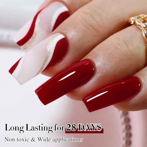Dark Red Gel Nail Polish - 15ML Soak Off Same Color & Bottle, Manicure DIY