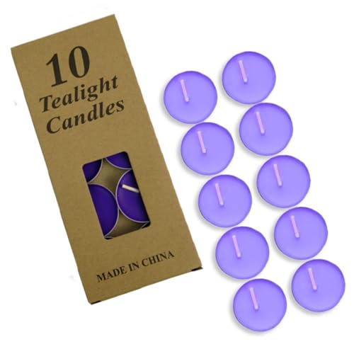 Purple Tea Candles Wedding 10 Pack - Long Burn Time Votive Party Decor