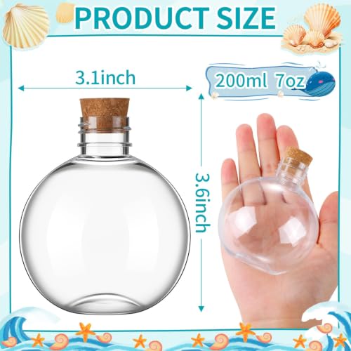 30 Pcs Plastic Spherical Potion Bottles with Corks - 7 Oz Sand Art Bottles