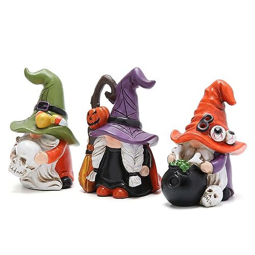 Halloween Gnome Decorations Set - Handmade Elf Figurines with Multicolor Accents