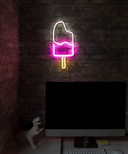 18x18 LED Neon Wall Sign - White & Pink Ice Cream Popsicle Decor