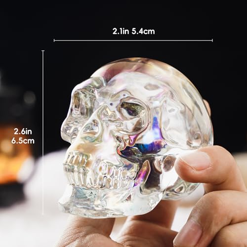 Clear Crystal Skull Ornament - Hand-Carved Healing Stone for Meditation & Spiritual Decor - Unique Gift