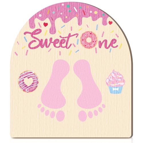 Baby First Birthday Doughnut Footprint Art Decoration - Sweet One Variation