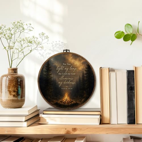 MOTERMATE Christian Moody Forest Wall Art Decor - Fire Variation 10x10 Inch Round Canvas