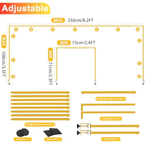 Gold Over The Table Rod Stand with Clamps - Adjustable Table Arch for Events