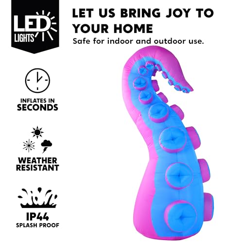 8ft Inflatable Octopus Tentacles Halloween Yard Decor with Built-in LEDs