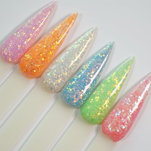 Glow in the Dark Fall Nail Acrylic Powder Set - Pastel Colors, APG060