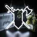 Fantasy Axe Sword Neon Sign LED Wall Light - RPG Gaming Decor, USB Powered