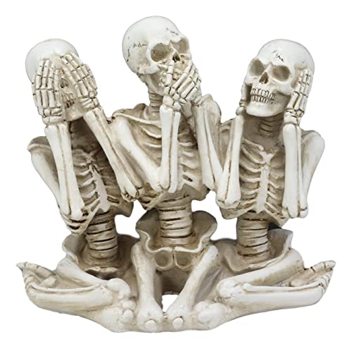 Gothic Skeleton Sisters Figurine - See Hear Speak No Evil Halloween Decor - 6 Inch