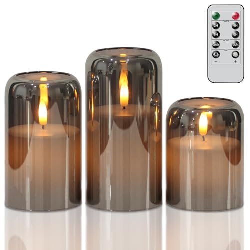 GenSwin Black Glass LED Flameless Candles with Remote & Timer – Romantic Home Decor
