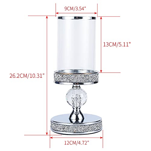 Crystal Ball Pillar Candle Holder with Windproof Glass Cover - Elegant Home Decor