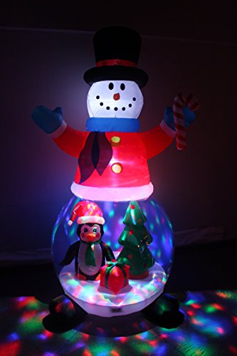 8 Ft Christmas Inflatable Snowman Globe with Penguin & Gift Box - Outdoor Holiday Decor