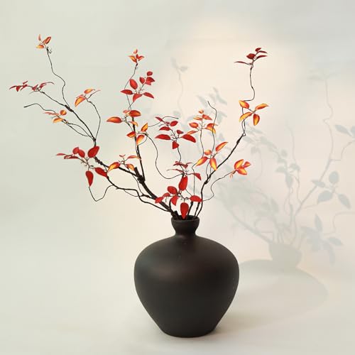 3Pcs Faux Tree Twig Branches Fall Leaves for Vase Decor - Red