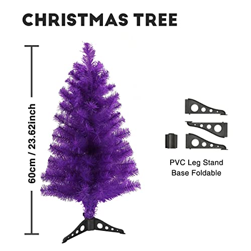 3 Foot Purple Artificial Christmas Tree with PVC Stand - Holiday Home & Office Decor