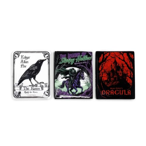 Ceramic Book Magnet Set - Gothic Literary Titles for Refrigerator Decor