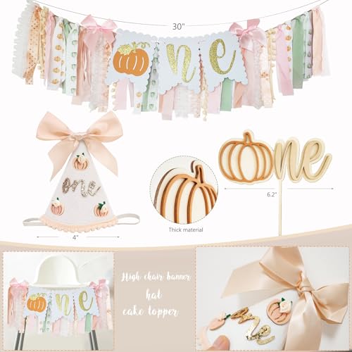 First Birthday Pumpkin Decorations Set for Fall Autumn Halloween Thanksgiving