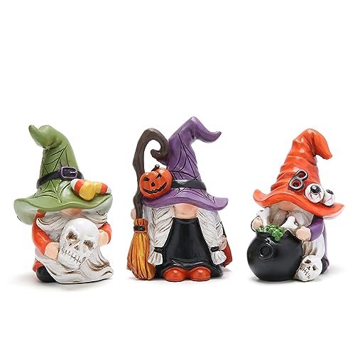 Halloween Gnome Decorations Set - Handmade Elf Figurines with Multicolor Accents