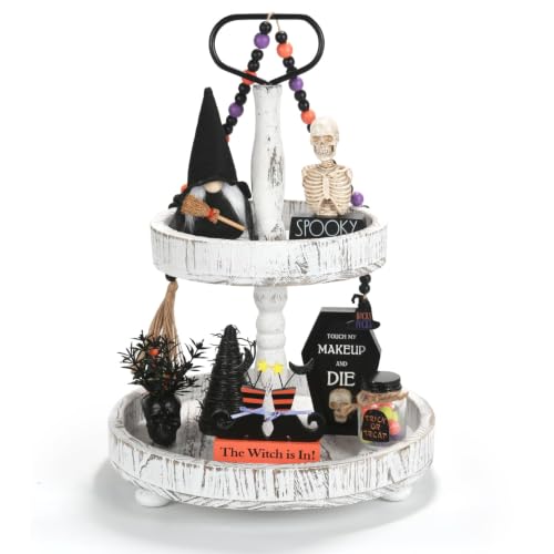 Halloween Tiered Tray Decor Set - Farmhouse & Gothic Indoor Halloween Decorations