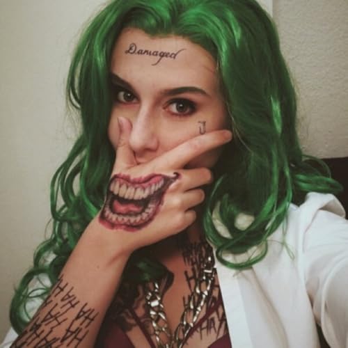 Joker Temporary Tattoos Set - 4 Sheets Black Red Suicide Squad Cosplay