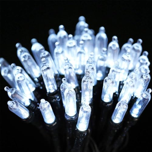Battery Operated Christmas String Lights - 66ft 200 LEDs, Waterproof, 8 Modes, Cool White, 2 Pack