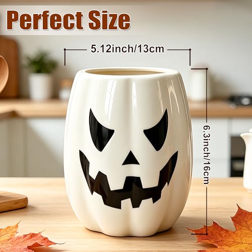 Halloween Pumpkin Ceramic Utensil Holder - Kitchen Decor & Organizer - Variation of Halloween Pumpkin
