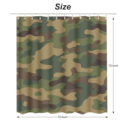 Moslion Green Camouflage Waterproof Bathroom Shower Curtain 72x72 Inches with Hooks - Variation of THIS listing