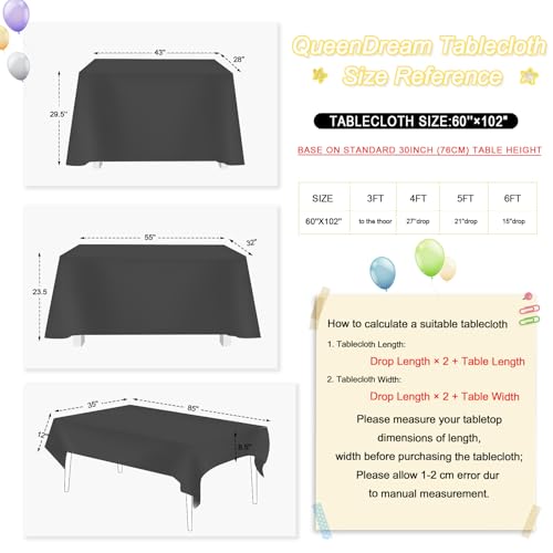 Black Sequin Tablecloth 60x102 Inches - Glitter Fabric for Party Events - QueenDream
