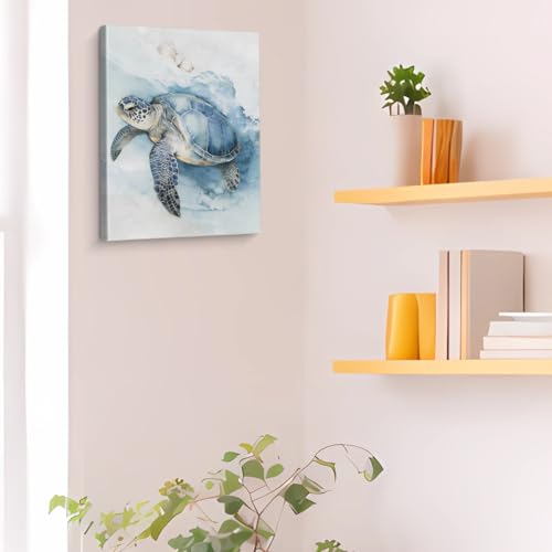 Sea Turtle Canvas Wall Art - Underwater Ocean Wall Decor, 8x10 Inches - Variation Turtle-03