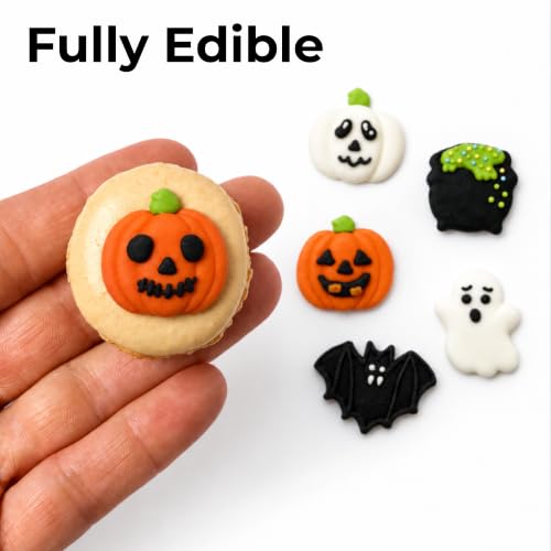 Halloween Cake Decorations Edible Cauldrons & Ghosts Set - 18 Count - Royal Icing