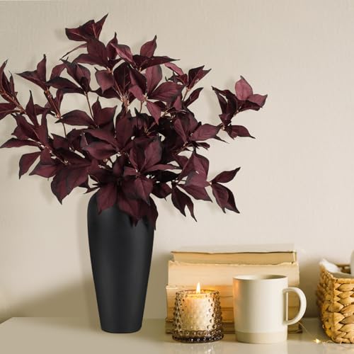 Artificial Autumn Eucalyptus Leaves Stem - Fall Decor, Burgundy, 6 Pack