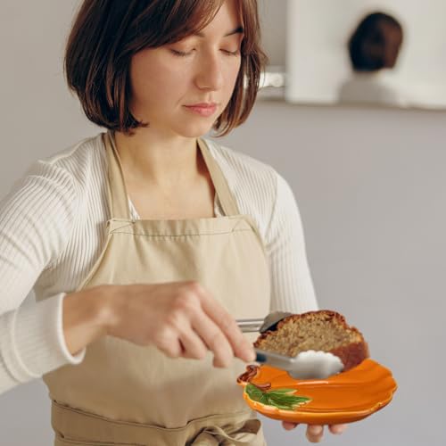 FillTouch Orange Ceramic Pumpkin Plates - Fall Appetizer & Dessert Dishes - 4 Pack