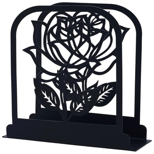 Flower Napkin Holder - Black Metal Elegant Rose Design for Table & Kitchen - Variation of Flower