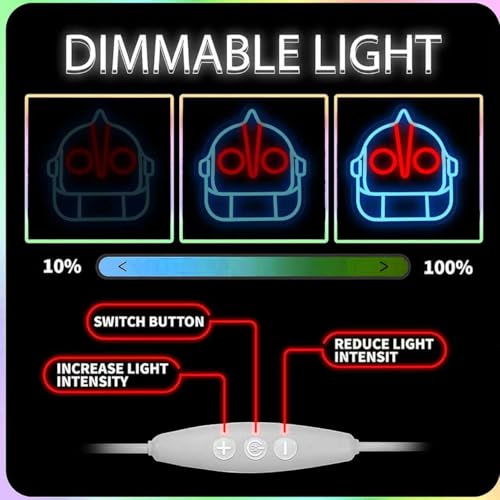Blue and Red Super Robot Neon Sign Wall Decor, Dimmable LED Light for Gaming & Man Cave