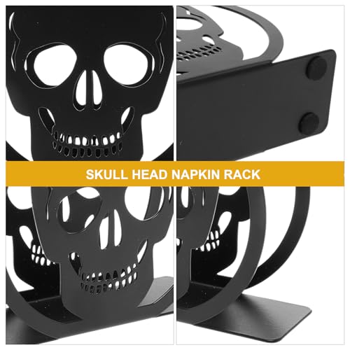 Halloween Skull Cocktail Napkin Holder Black Iron Decor for Kitchen & Party