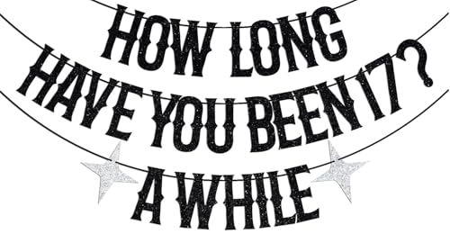 Vampire Themed 17th Birthday Banner - Halloween Party Decoration, Glitter Black