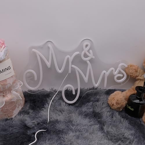 Mr & Mrs Neon Sign for Wedding Decoration - White Variation