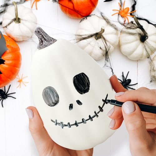Artificial White Pumpkins Set - Fall Autumn Decor for Halloween Thanksgiving