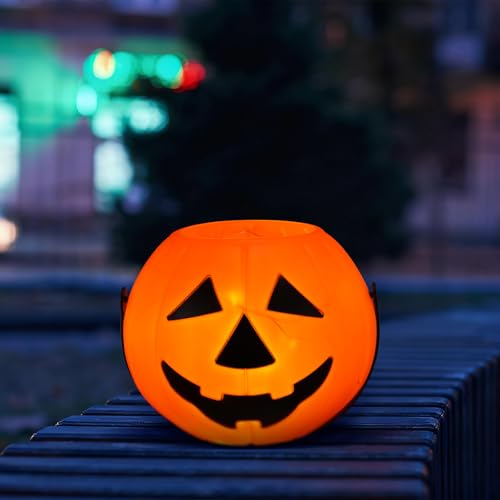 Halloween Pumpkin Buckets 8 Pack - Plastic Trick or Treat Candy Baskets - Funny