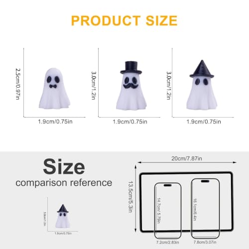 Mini Ghost Figurines Set - 4 Spooky Cute Halloween Decorations, 60 Pieces, Variations Included