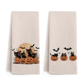 Black Bat Pumpkin Halloween Kitchen Hand Towels Set of 2 - Fall Bathroom Decor