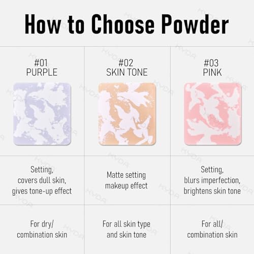 KYDA Soft Focus Purple Setting Powder - Waterproof Translucent Face Powder for Dull Skin Tone-Up, Oil Control, Lightweight 0.35oz