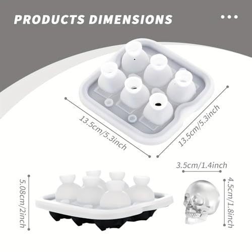 Black Skull Ice Cube Mold - 6 Cavity Silicone Ice Tray for Cocktails & Halloween