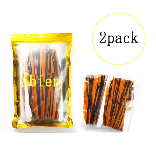 Black and Orange Foil Fringe Curtains for Halloween Party Decor - 2pcs