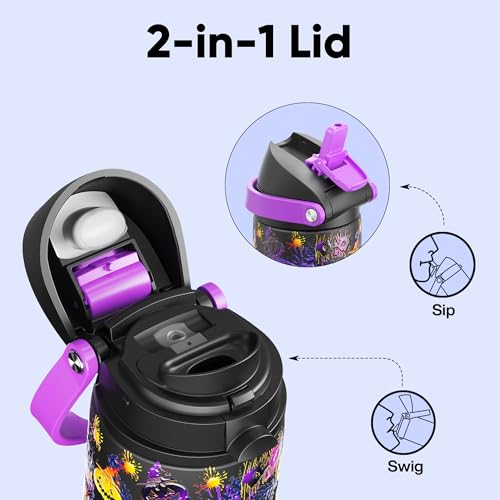 Insulated Stainless Steel Water Bottle with Straw - 24 oz, Ghost Party
