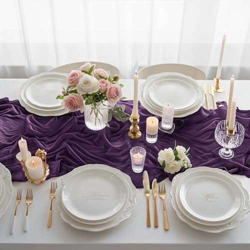 Gauze Table Runner Purple 35x120 Inch Halloween Rustic Cheesecloth Decor