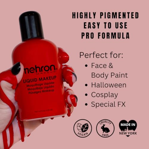 Liquid Face & Body Paint - Red, 4.5 Fl Oz, Professional Makeup