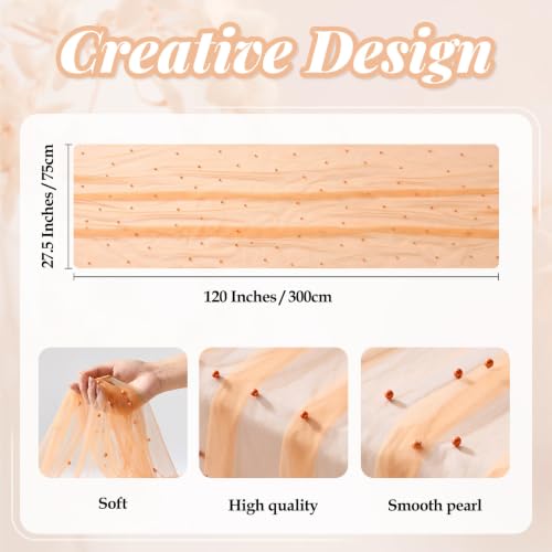 Orange Pearl Table Runner 120 Inch Fall Wedding Party Decor - 10ft