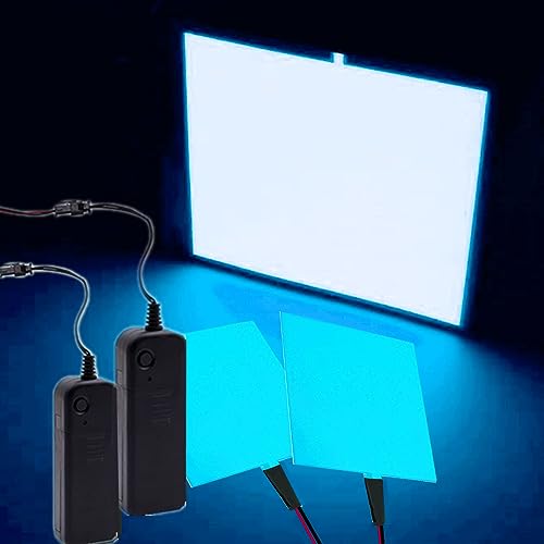 Ourbest Icy Blue Electroluminescent Panel Light - 2 Pack 10x10CM DIY Mask Eye Lighting for Party & Cosplay